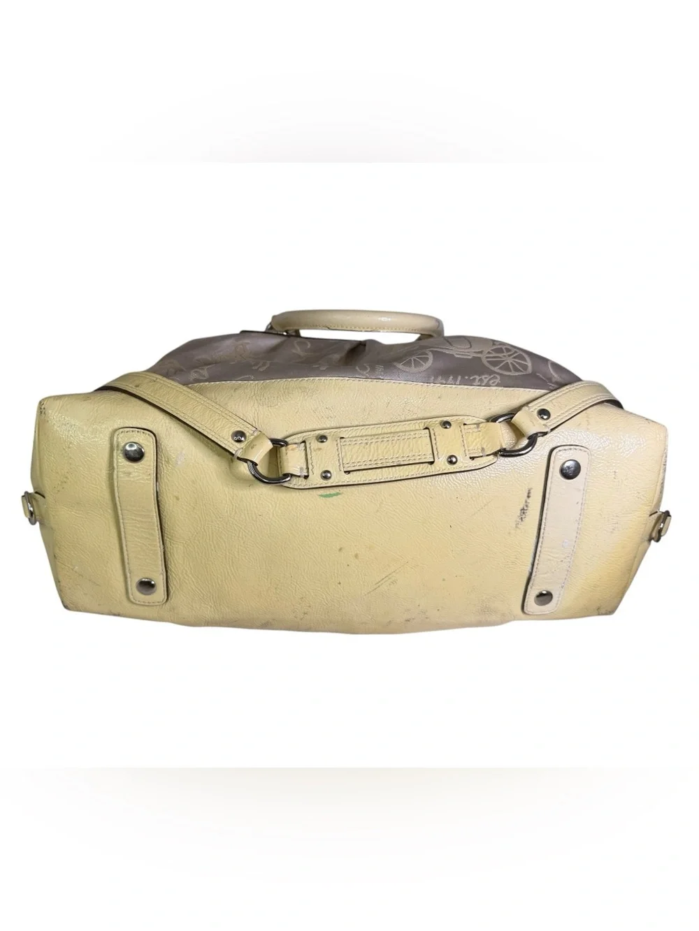 Coach Beige & Yellow Ashley Signature Horse & Carraige Satchel